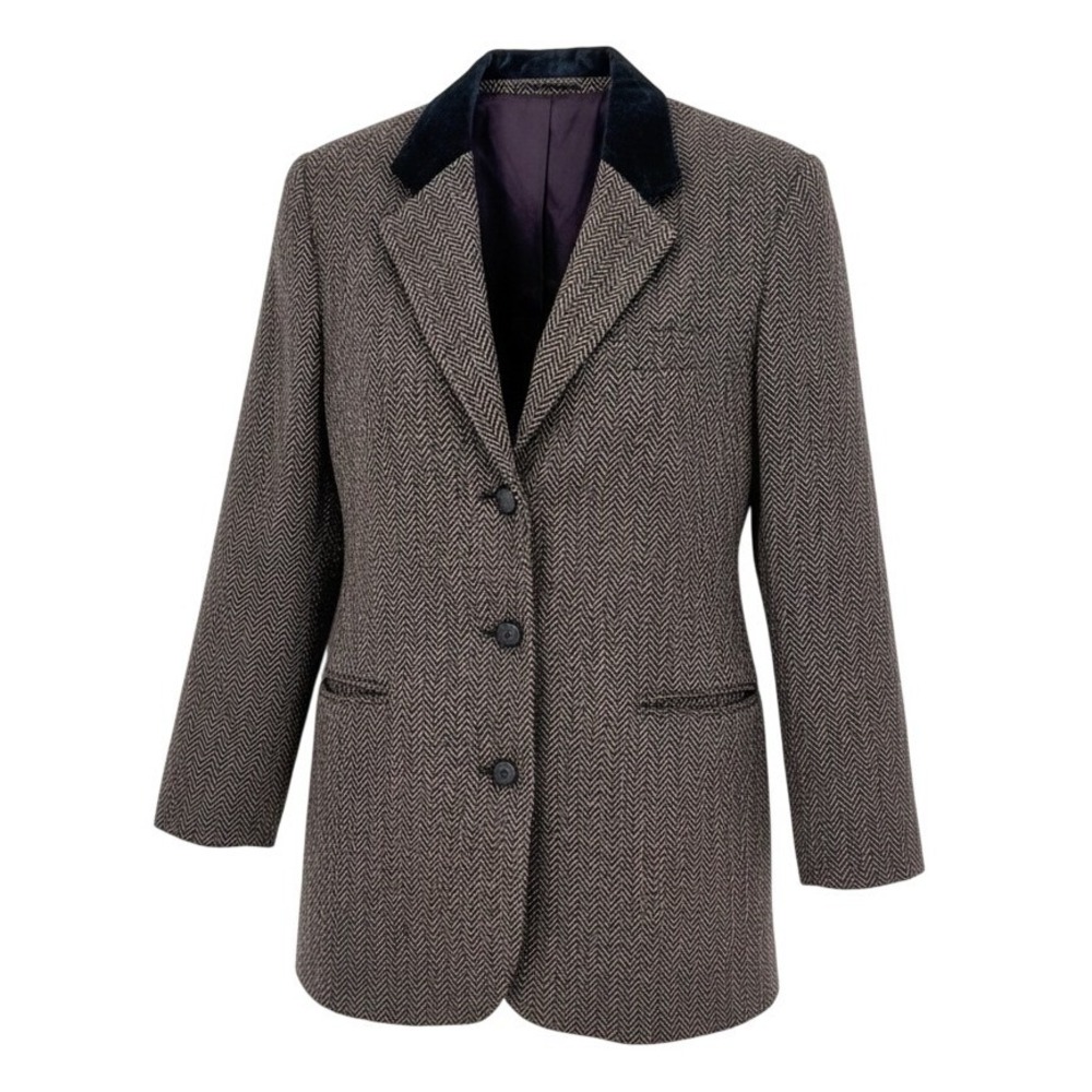 Vintage The Limited Herringbone Wool Blend Blazer Velvet Collar Women Size Small